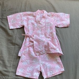 Vintage Handmade in Japan Girls Summer Kimono/Jinbei